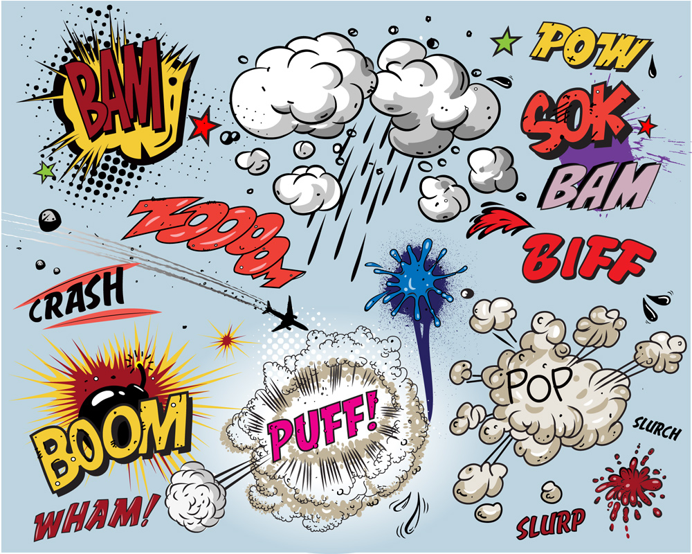 Quais são as onomatopeias mais usadas nas histórias em quadrinhos?